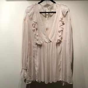 Anthropologie cream and silver blouse